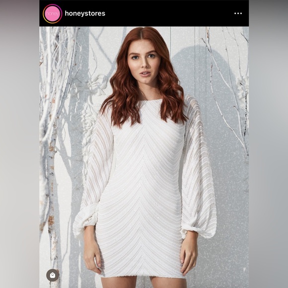 Calista Brand New white bell sleeve sequin dress from Honey - Picture 2 of 3